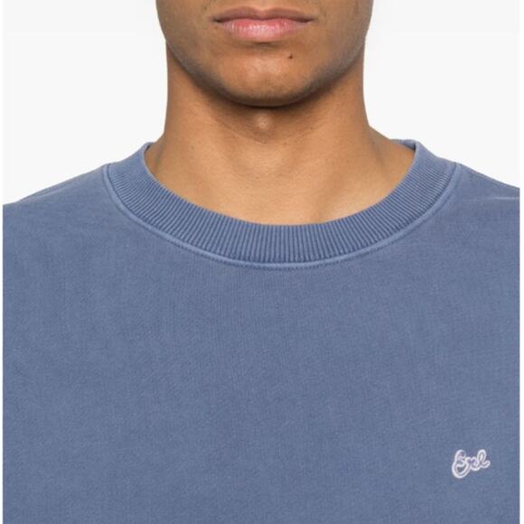 Farfetch ERL Script Crewneck Pullover Sweatshirt Men's Blue Size S - Picture 11 of 12